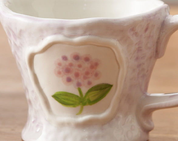 Handmade French Floral Water Cup Ceramic Coffee Mugs for Girls - PeauleyHome