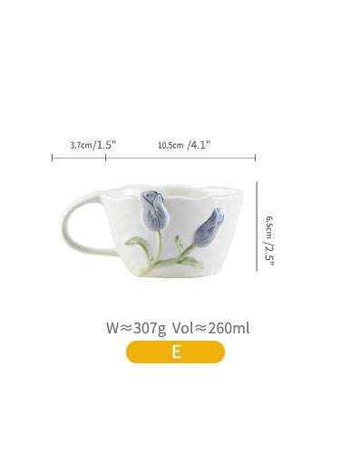 Handmade Original 3D Tulips Ceramic Mugs Plates Bowls Set - PeauleyHome