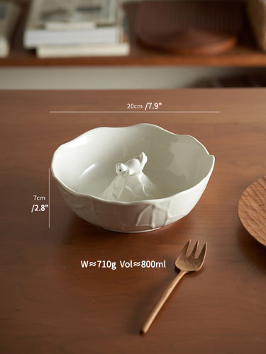 Nordic Ceramic Bowls with Polar Bear centred - PeauleyHome