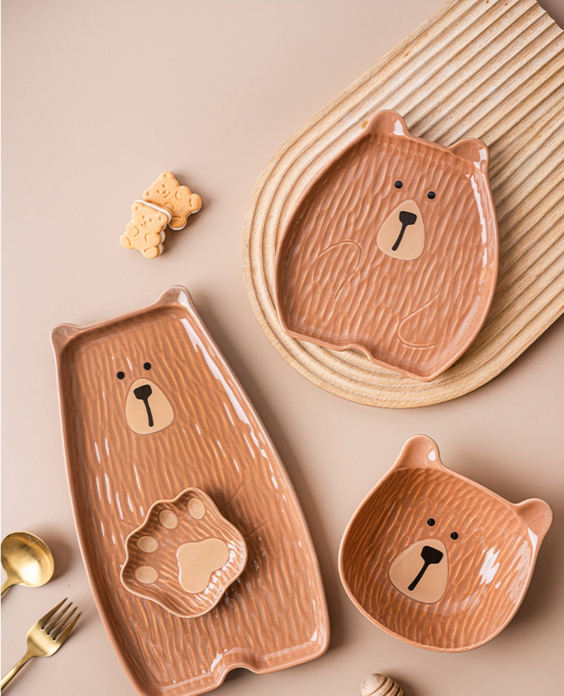 Cartoon Cute Large Trays Bowls for Home Ceramic Children's Dinner Dessert Plates - PeauleyHome