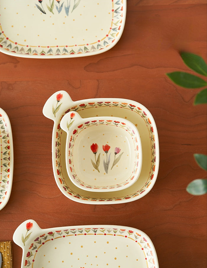 Pretty Floral Ceramic Bowls Plates Mugs for Breakfast - PeauleyHome