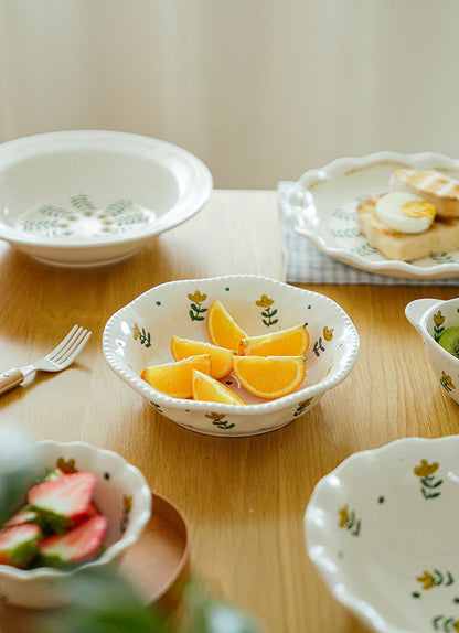 Floral Ceramic Plates Bowls for Home - PeauleyHome