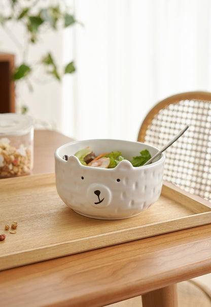 Lovely White Bear Ceramic Plates Bowls for Breakfast - PeauleyHome