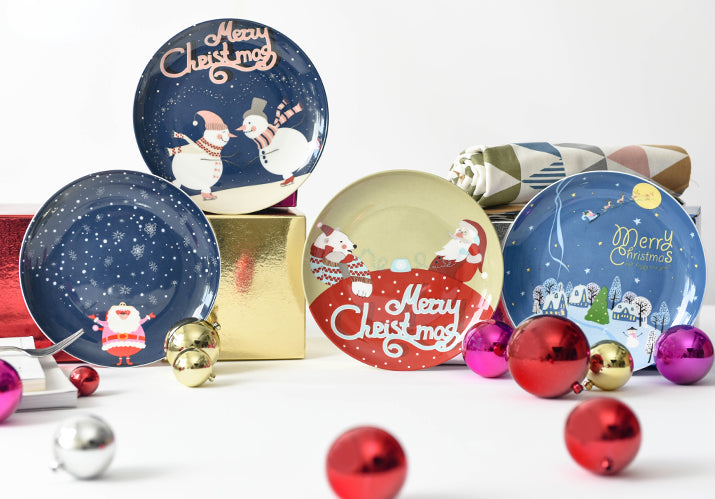 Christmas Series Original Cartoon Ceramic Plates New Year Gifts