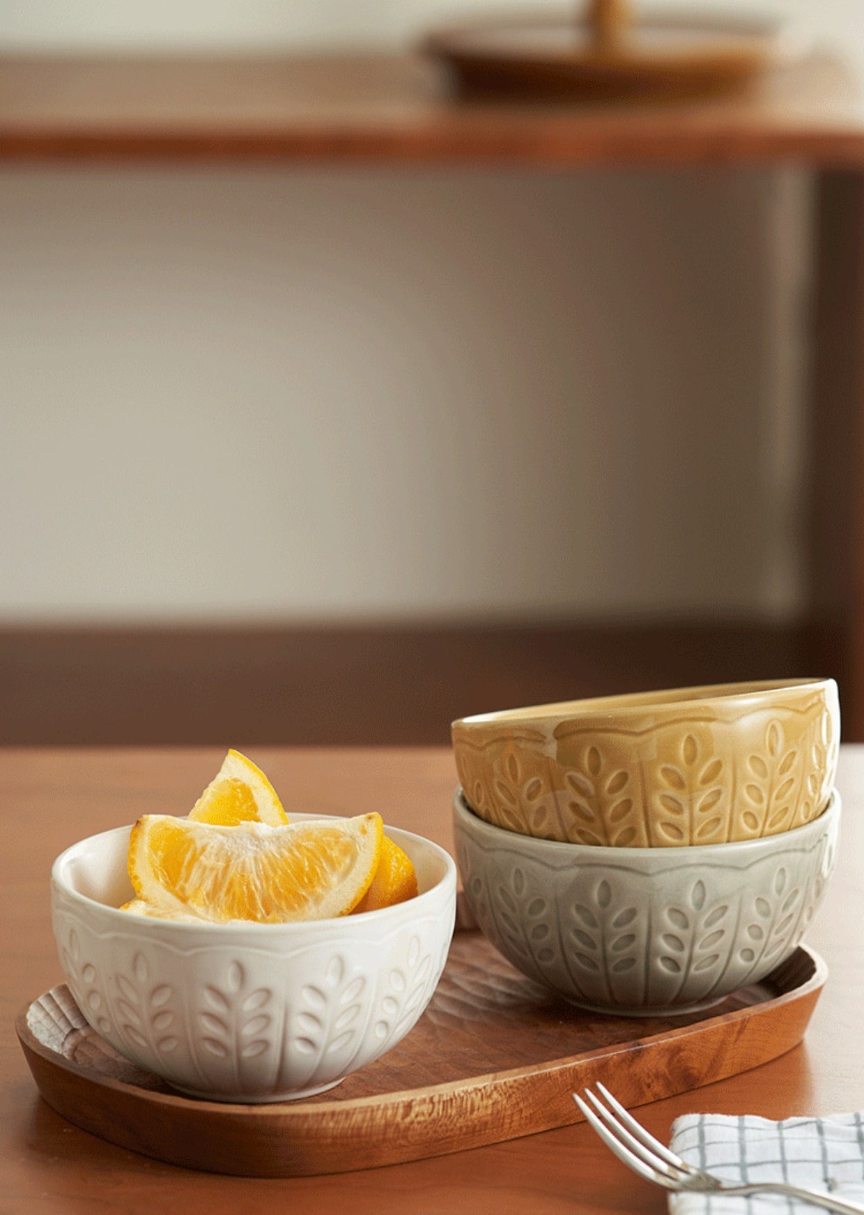 Nordic Vintage Engraved Floral Ceramic Bowls - PeauleyHome