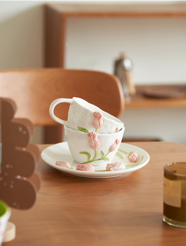 Handmade Original 3D Tulips Ceramic Mugs Plates Bowls Set - PeauleyHome