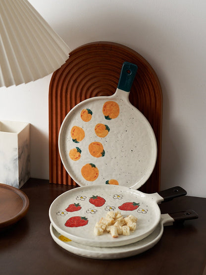 Ceramic Oven-Safe Pizza Pan with Grip Bar ,Plates Bowls Pots Set - PeauleyHome