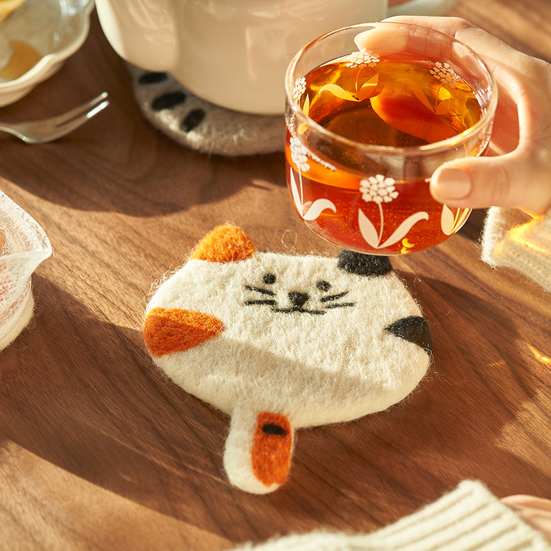 Original Adorable Woolen Heat Pads Kitty Cup Mats - PeauleyHome