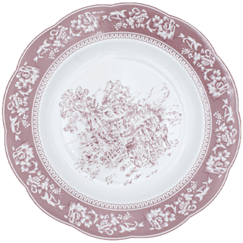 French Purple Dinner Plate Ceremonial Ceramic Pasta Steak Plates - PeauleyHome