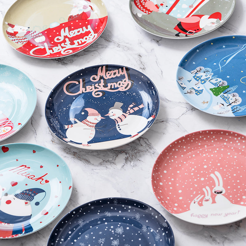 Christmas Series Original Cartoon Ceramic Plates New Year Gifts