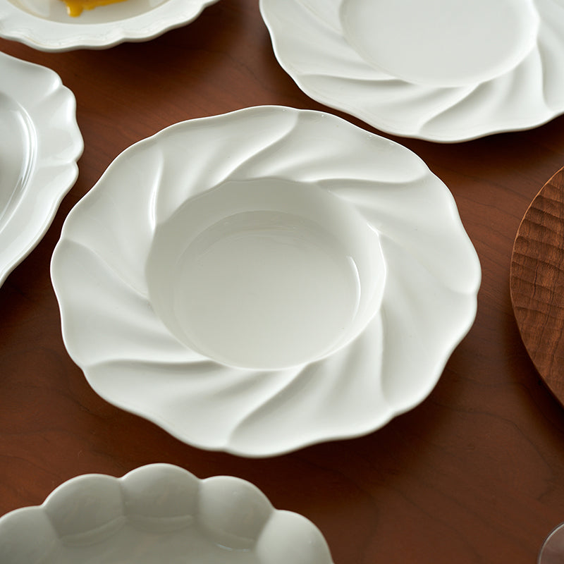 White Ceramic Service Plate Straw Hat Plates New Arrival - PeauleyHome