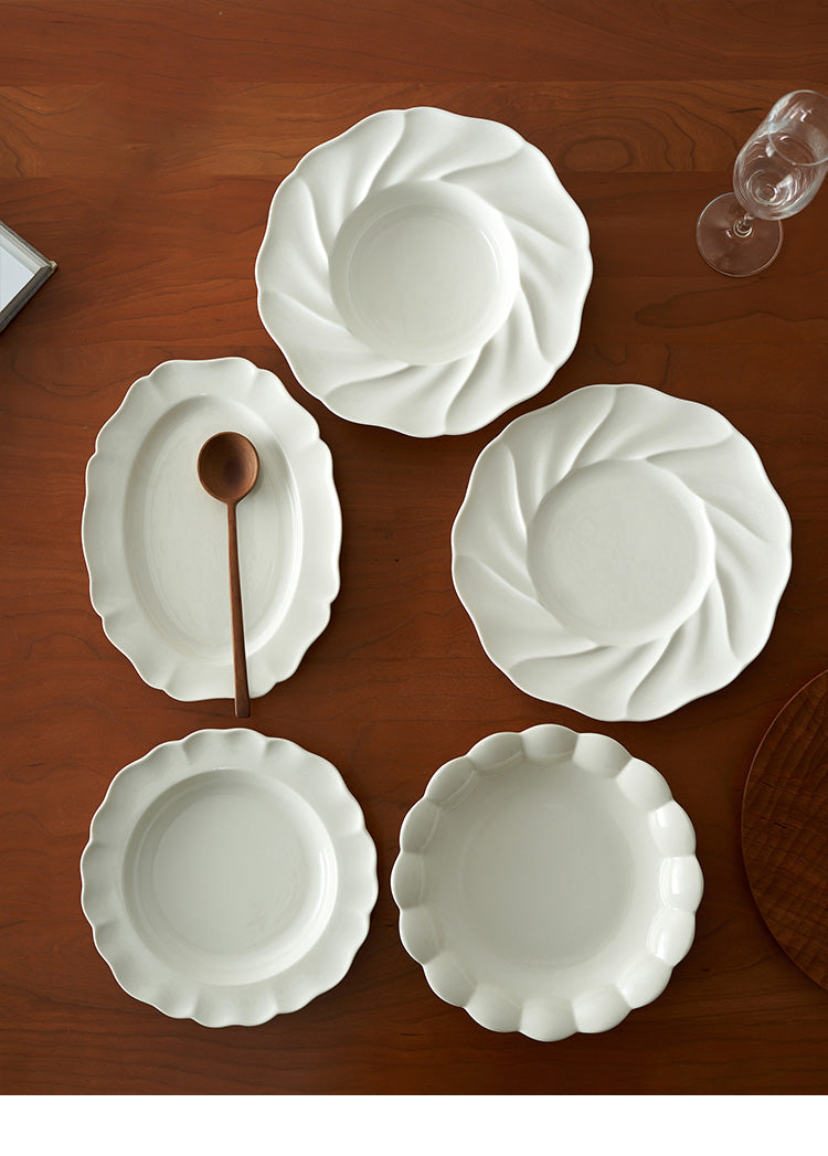 White Ceramic Service Plate Straw Hat Plates New Arrival - PeauleyHome