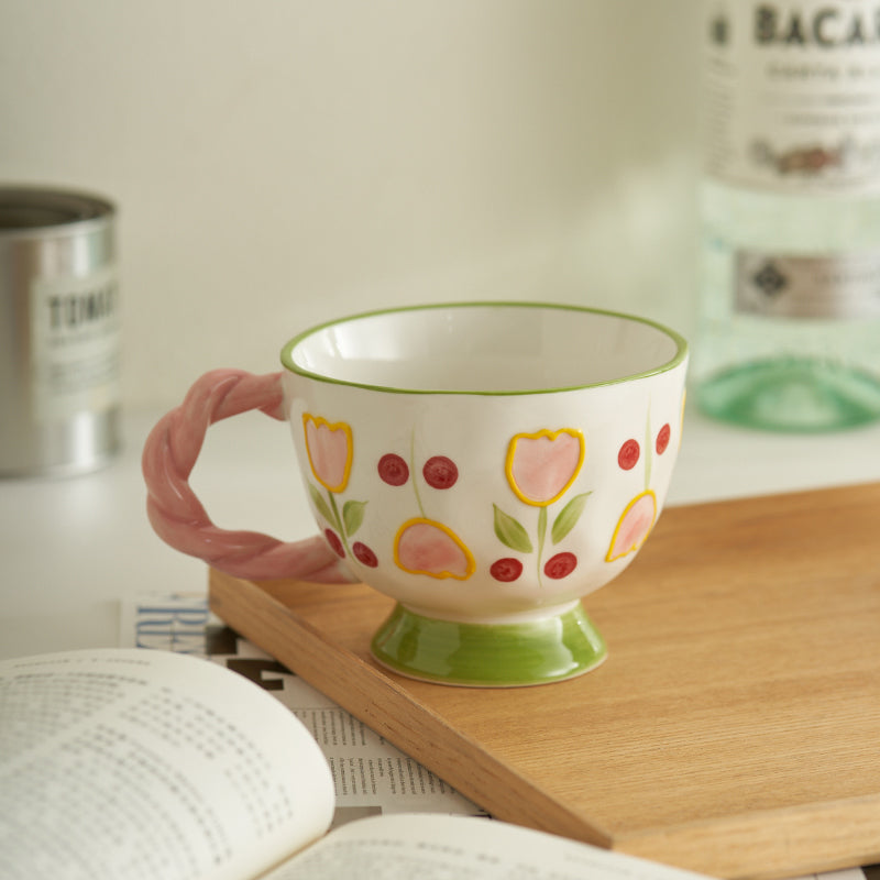 Beautiful Hand-painted Floral Ceramic Mugs - PeauleyHome