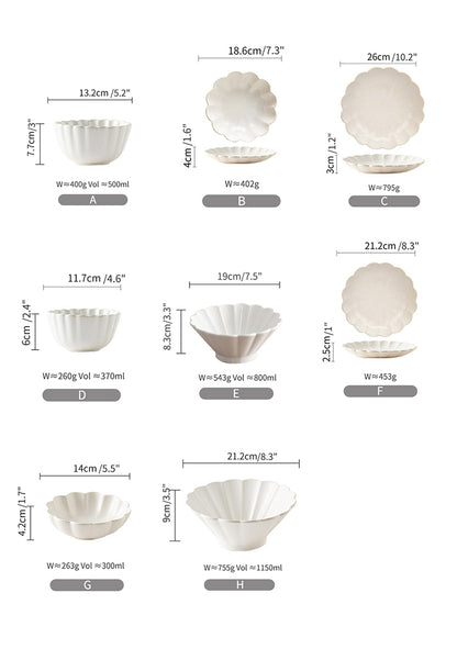 White Ceramic Lace Plate Dinner Fancy Bowls and Platters for Home - PeauleyHome