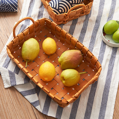 Hand-woven Wood Chip Basket Food Fruit Picnic Basket - PeauleyHome