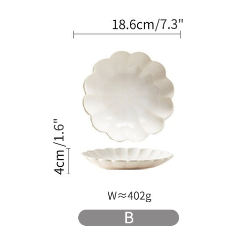 White Ceramic Lace Plate Dinner Fancy Bowls and Platters for Home - PeauleyHome