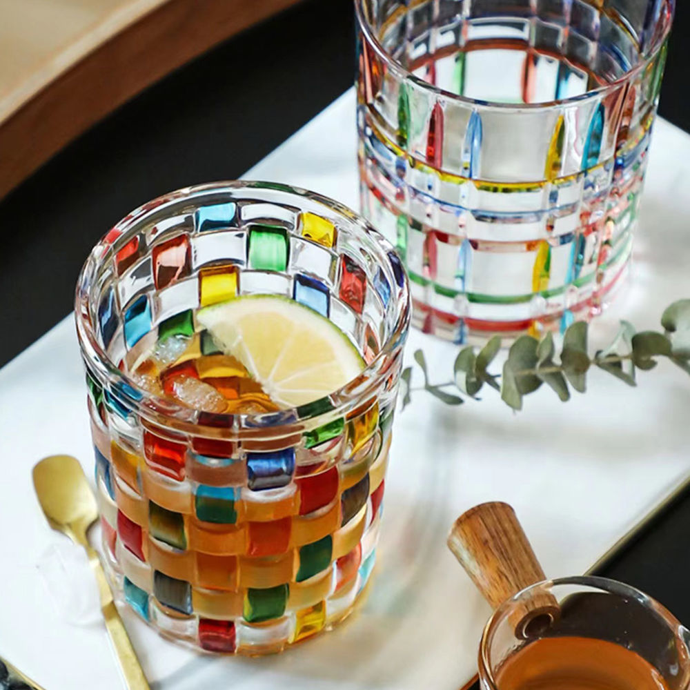 Italian Style Classy Rainbow Weave Glass Tumblers - PeauleyHome