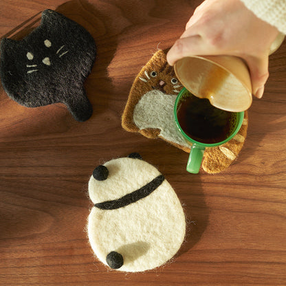 Original Adorable Woolen Heat Pads Kitty Cup Mats - PeauleyHome