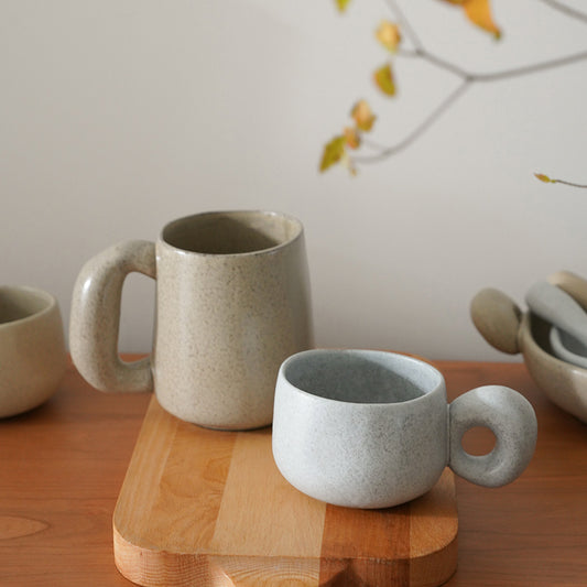 Original Handmade Ceramic Coffee Tea Mugs with Chubby Handle - PeauleyHome