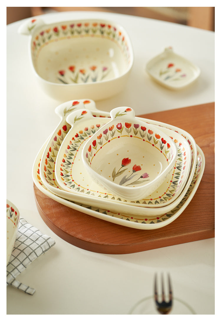 Pretty Floral Ceramic Bowls Plates Mugs for Breakfast - PeauleyHome