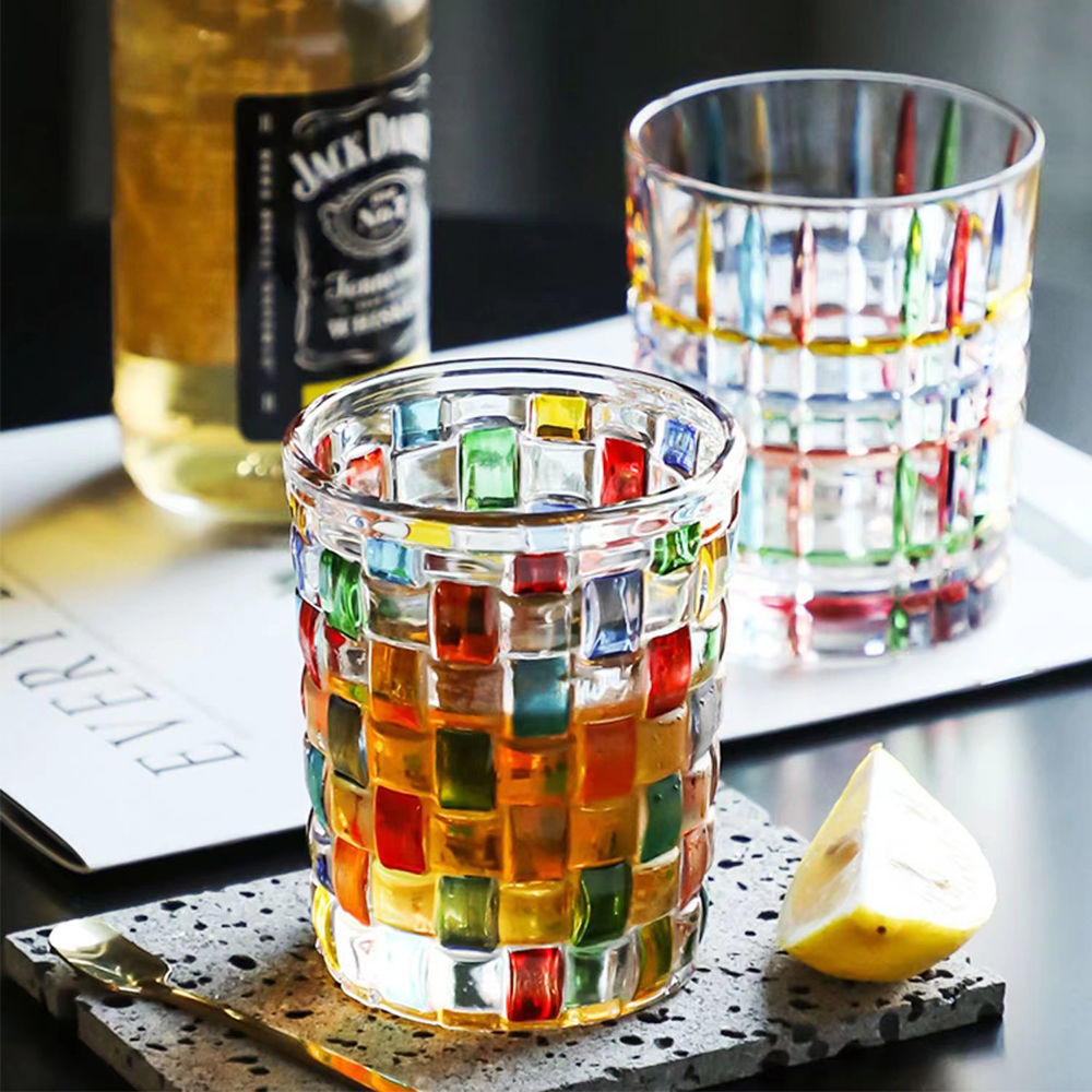 Italian Style Classy Rainbow Weave Glass Tumblers - PeauleyHome