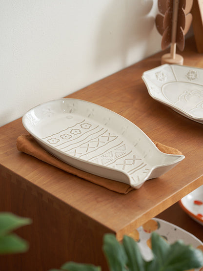 Cute Ceramic Fish Cat Shaped Large Plates Bowls - PeauleyHome