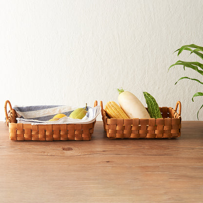 Hand-woven Wood Chip Basket Food Fruit Picnic Basket - PeauleyHome