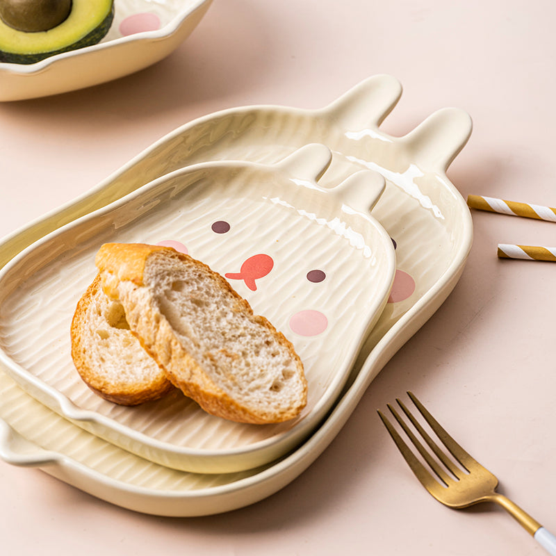 Cartoon Cute Large Trays Bowls for Home Ceramic Children's Dinner Dessert Plates - PeauleyHome