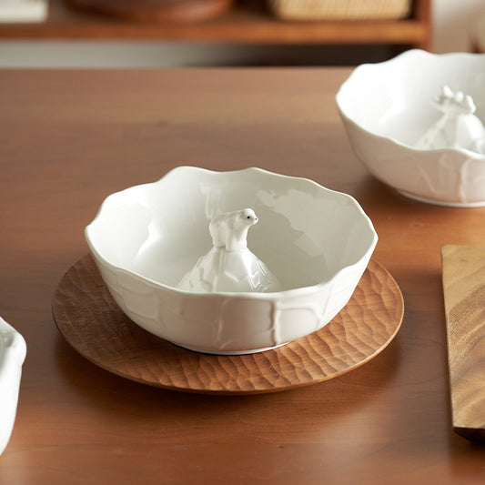 Nordic Ceramic Bowls with Polar Bear centred - PeauleyHome