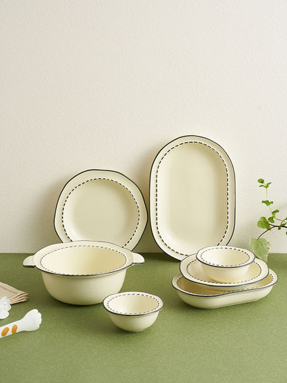 Nordic white Ceramic Bowl Plate Set - PeauleyHome