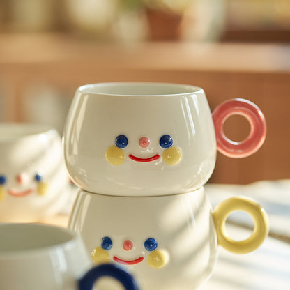 Smiling Face Mug Ceramic Large Capacity Cup - PeauleyHome