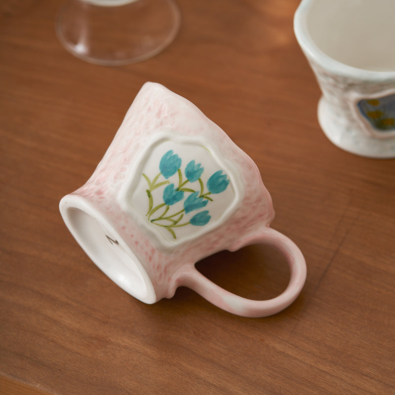 Handmade French Floral Water Cup Ceramic Coffee Mugs for Girls - PeauleyHome