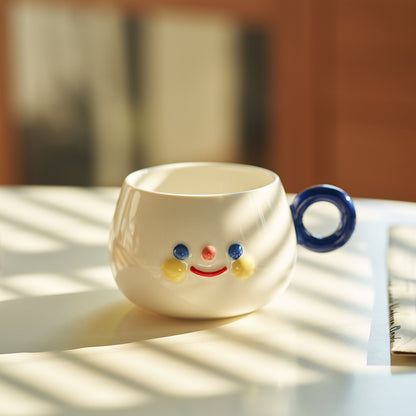 Smiling Face Mug Ceramic Large Capacity Cup - PeauleyHome