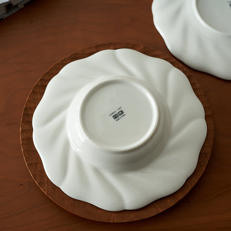 White Ceramic Service Plate Straw Hat Plates New Arrival - PeauleyHome