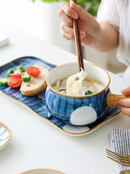 Japanese Characteristic Ceramic Pot Plate Bowl with Wood Handle - PeauleyHome