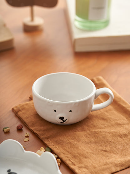 Lovely White Bear Ceramic Plates Bowls for Breakfast - PeauleyHome