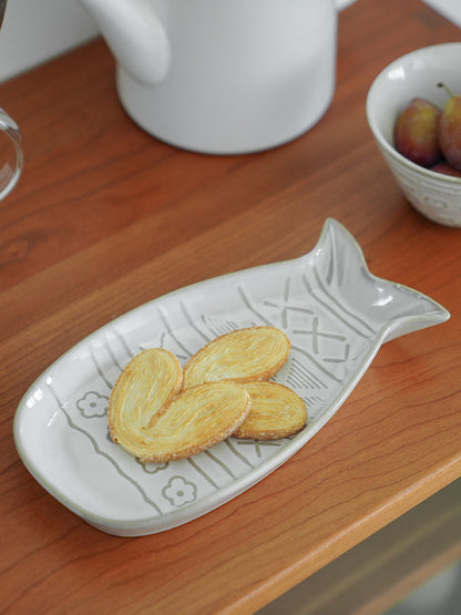 Cute Ceramic Fish Cat Shaped Large Plates Bowls - PeauleyHome