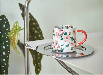 Vintage Ceramic Floral Mug Female Retro Coffee Cup for Women - PeauleyHome