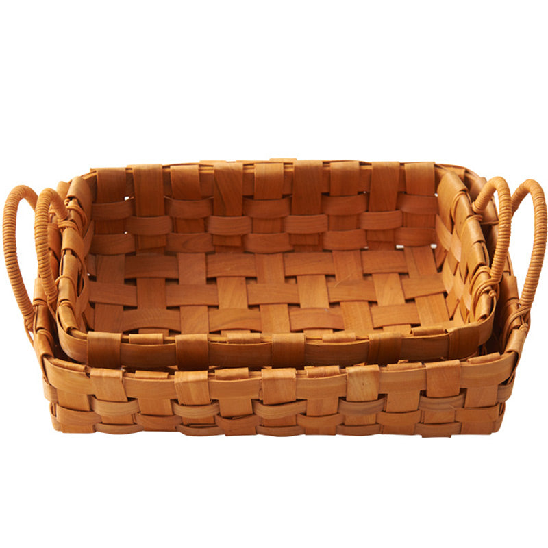 Hand-woven Wood Chip Basket Food Fruit Picnic Basket - PeauleyHome