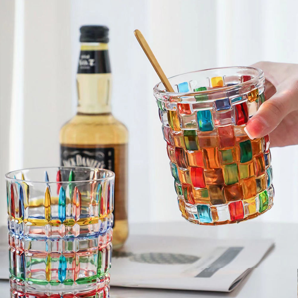 Italian Style Classy Rainbow Weave Glass Tumblers - PeauleyHome