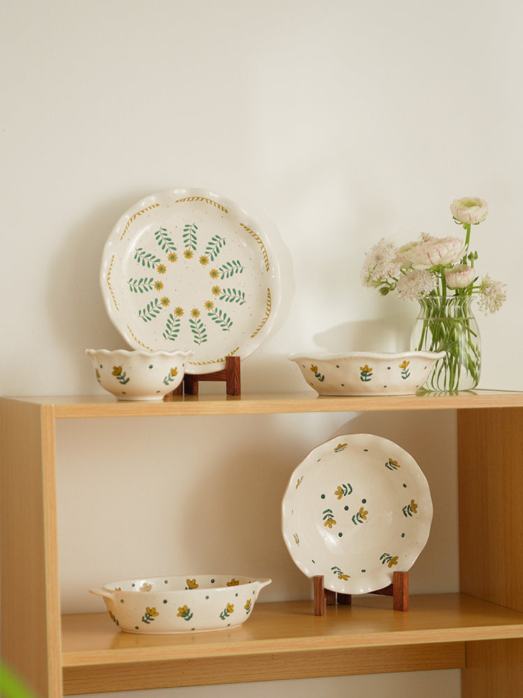 Floral Ceramic Plates Bowls for Home - PeauleyHome