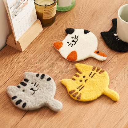 Original Adorable Woolen Heat Pads Kitty Cup Mats - PeauleyHome