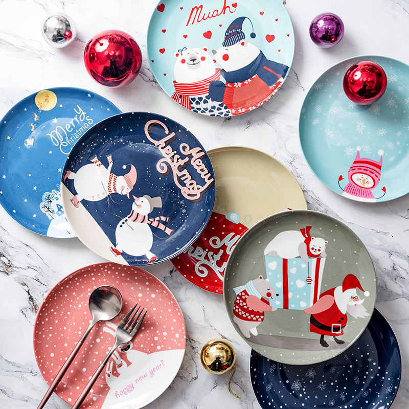 Christmas Series Original Cartoon Ceramic Plates New Year Gifts