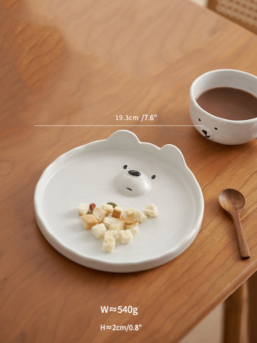 Lovely White Bear Ceramic Plates Bowls for Breakfast - PeauleyHome