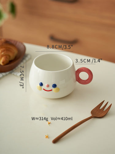 Smiling Face Mug Ceramic Large Capacity Cup - PeauleyHome