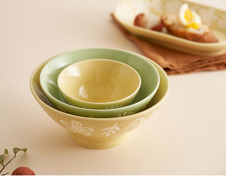 Delicate Floral Ceramic Bowls Plates New Arrival - PeauleyHome