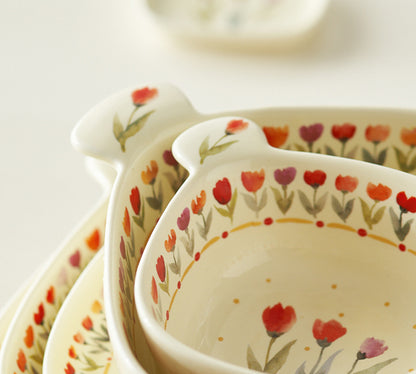 Pretty Floral Ceramic Bowls Plates Mugs for Breakfast - PeauleyHome