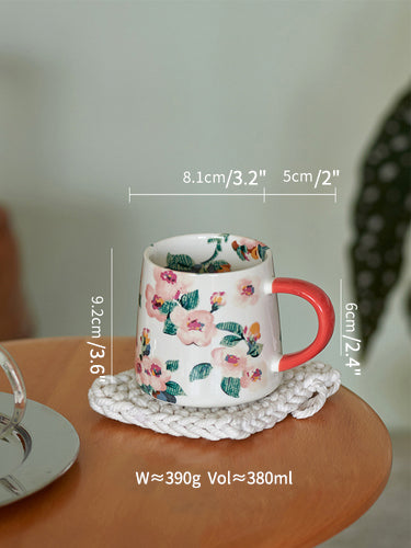 Vintage Ceramic Floral Mug Female Retro Coffee Cup for Women - PeauleyHome