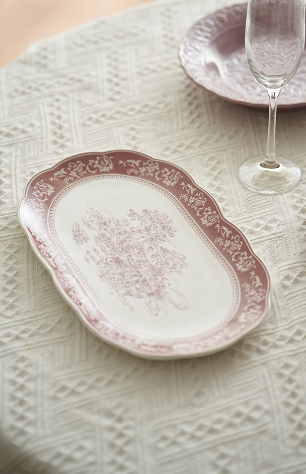 French Purple Dinner Plate Ceremonial Ceramic Pasta Steak Plates - PeauleyHome