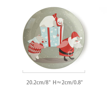 Christmas Series Original Cartoon Ceramic Plates New Year Gifts